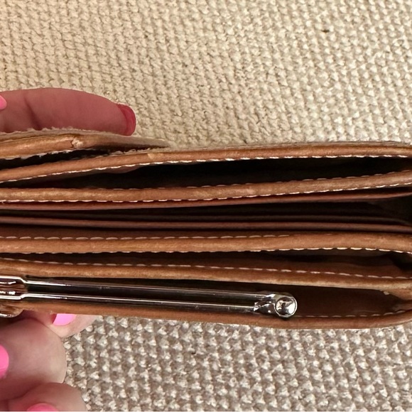 Dooney & Bourke Brown Signature Jaquard & Leather Tri-Fold Wallet - Picture 3 of 4